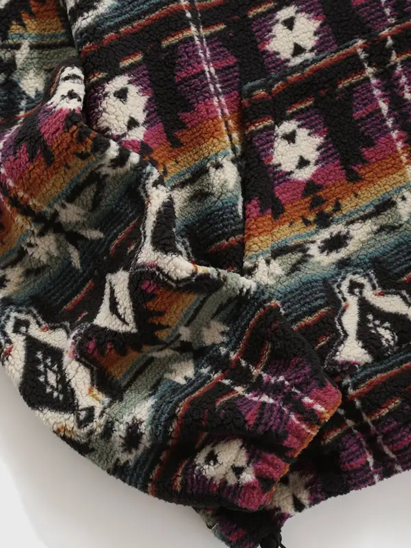 Men's Ethnic Style Versatile Brushed Hooded Sweatshirt Jacket