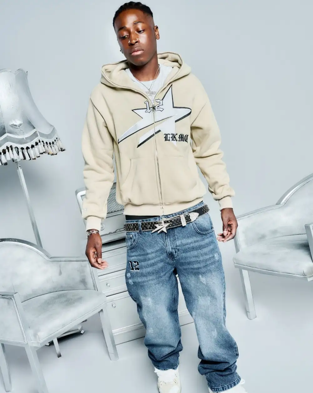 StarBoy Beige Full Zip Hoodie