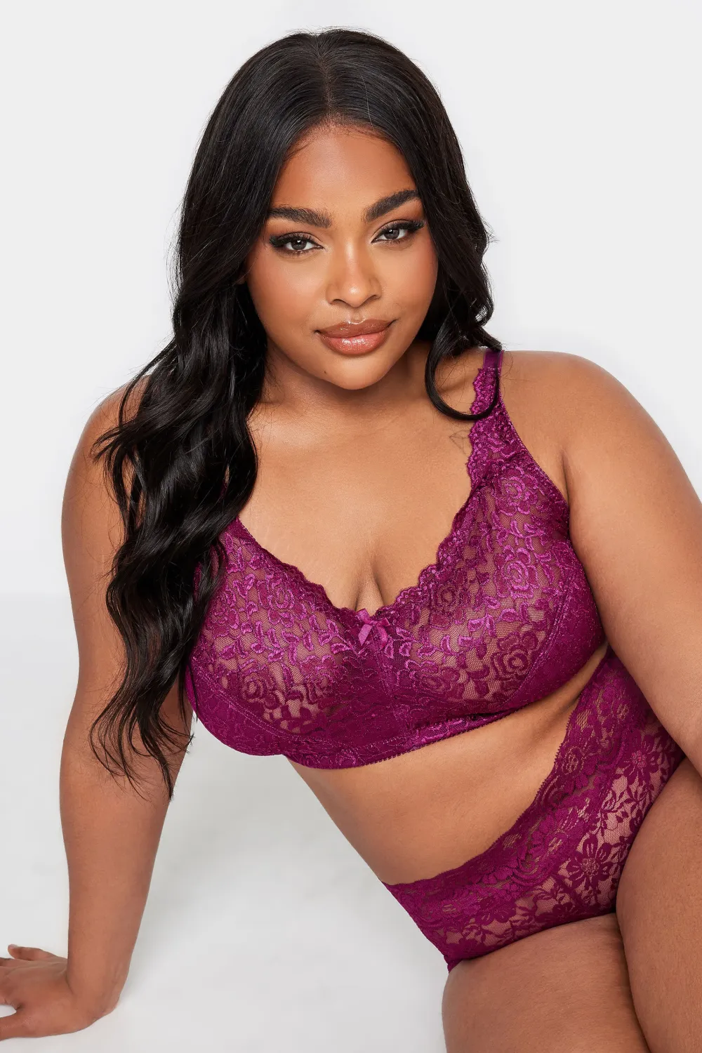 YOURS Curve Green Hi Shine Lace Non-Padded Non-Wired Full Cup Bra
