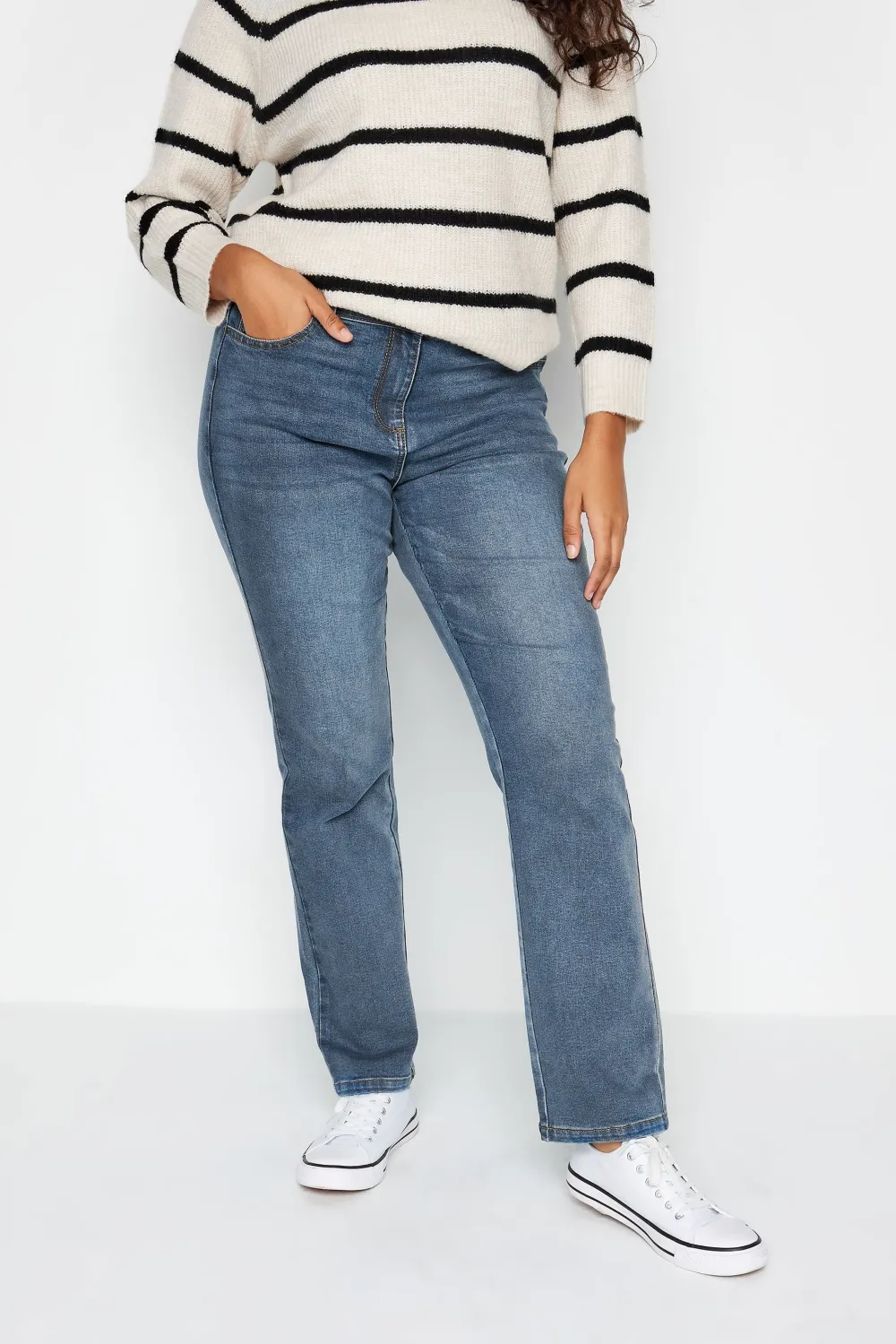 M&Co Blue Mid Wash Straight Leg Jeans