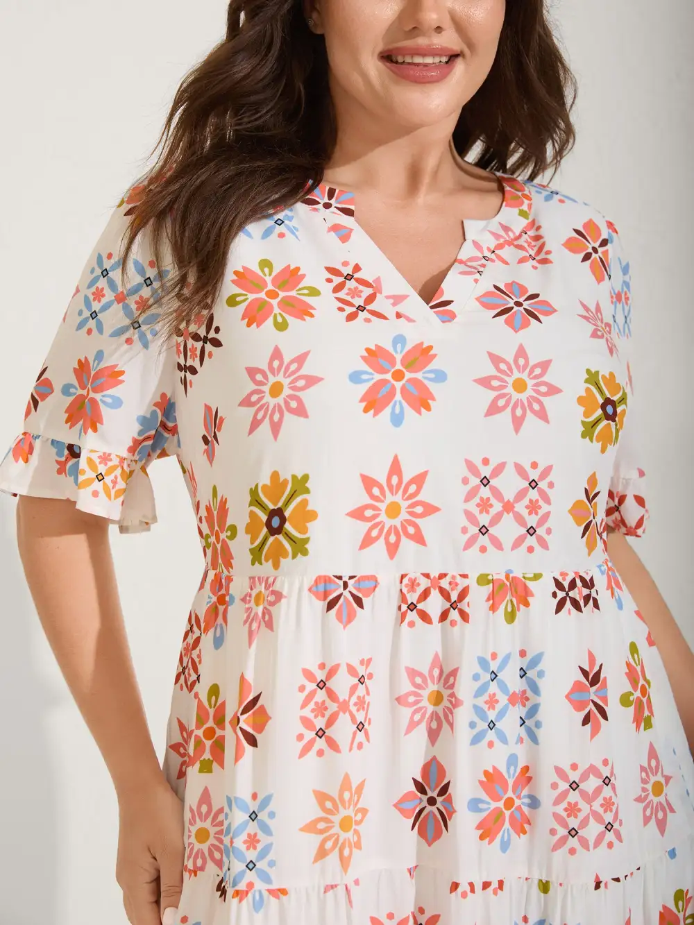 Handmade Block Print Tiered Midi Dress