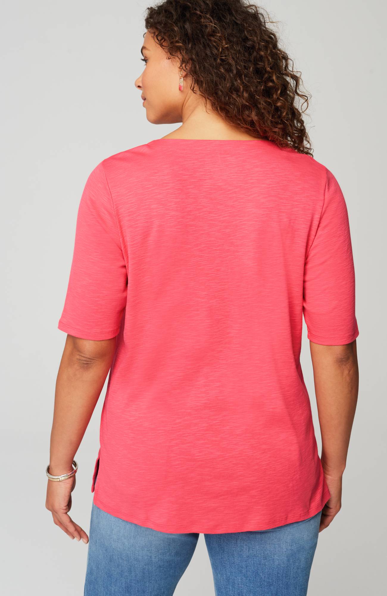 pima-slub scoop-neck side-slit tee