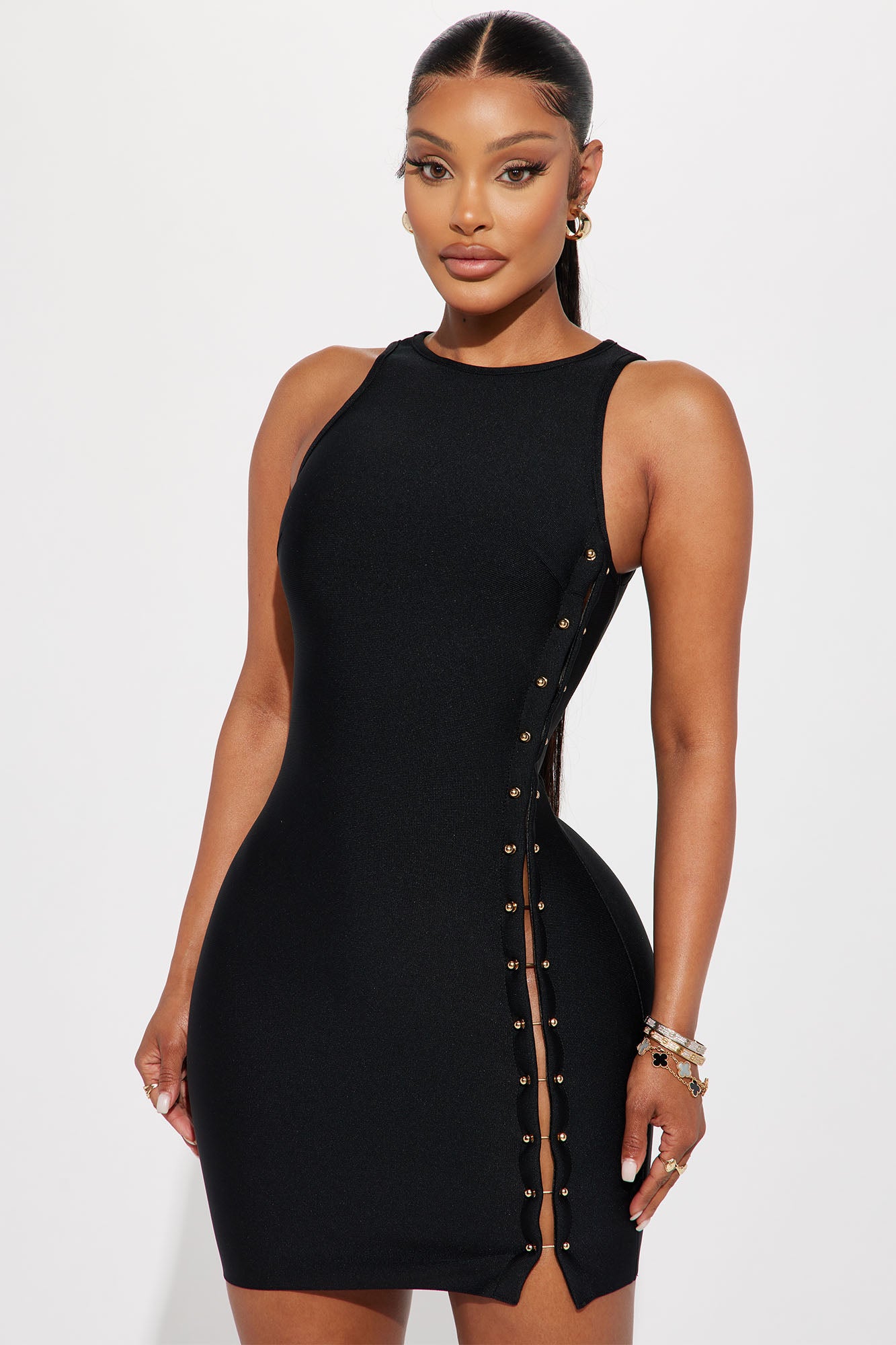 Pierce Bandage Mini Dress - Black