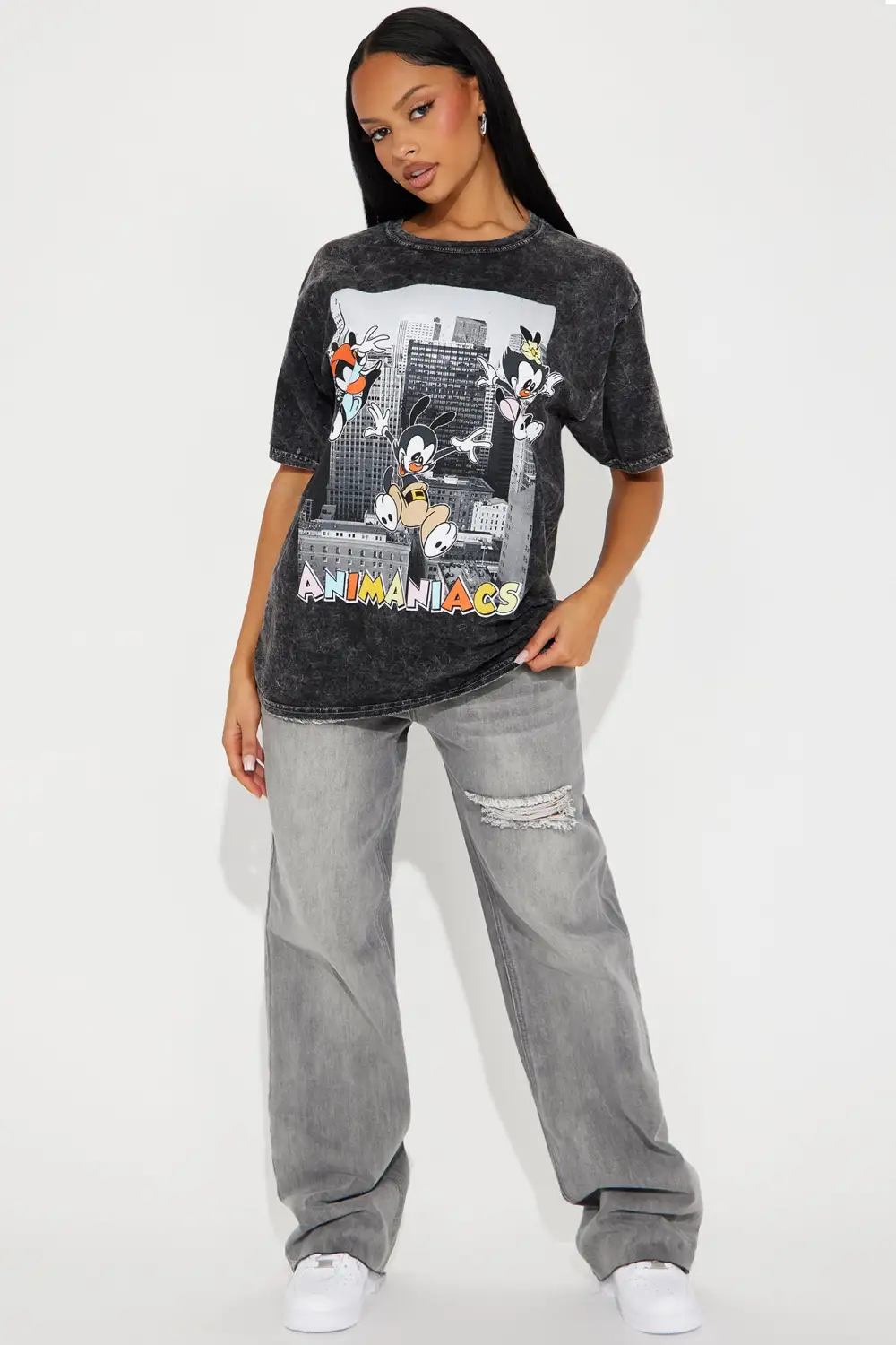 Animaniacs City Graphic Tee - Black Wash