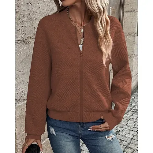 Women's Texture Sweatshirt Waffle Sweatshirt  Pullover Hoodie Sweatshirt Plain Streetwear Casual Long Sleeve Hooded Regular Tops Street Holiday Going out Buttons Black White Pink Wine Fall Winter