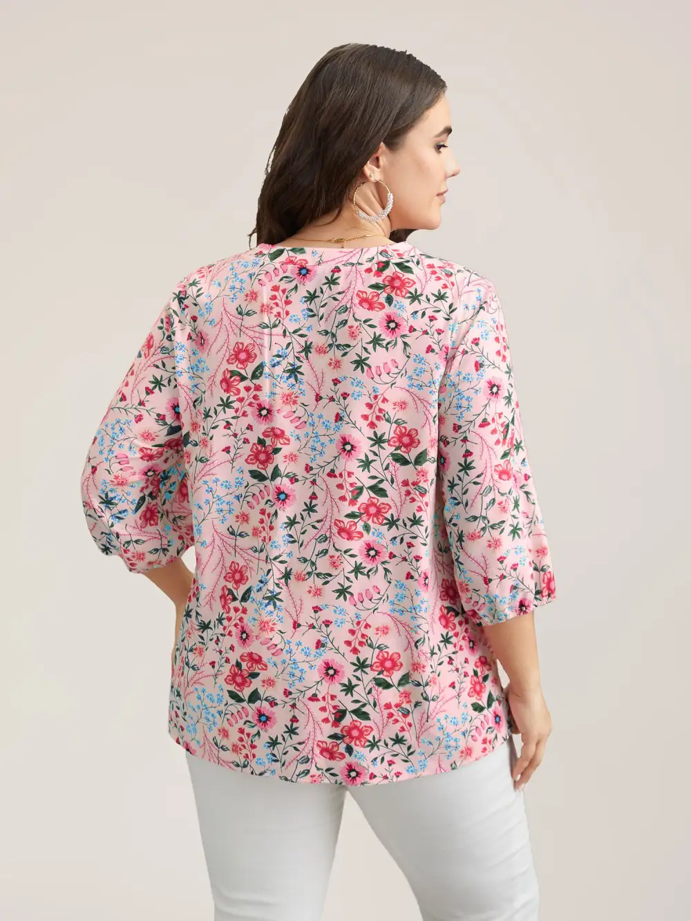 Floral Print Notched Collar Shirt