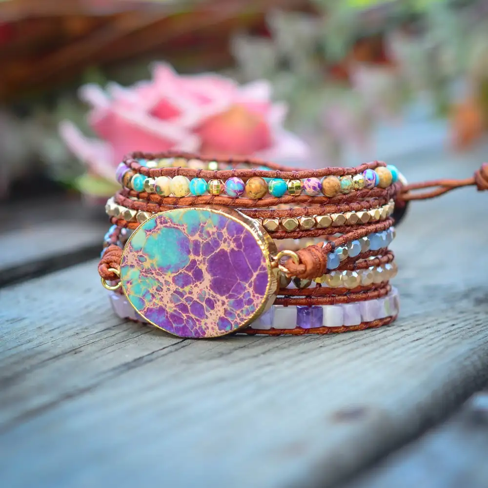 Gold Imperial Jasper Wrap Bracelet