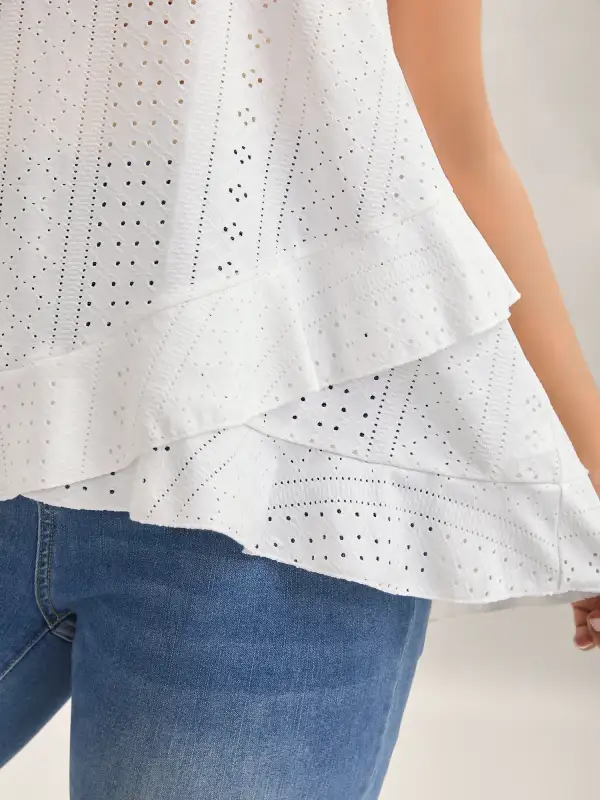 Textured Knit Overlap Hem Tank Top