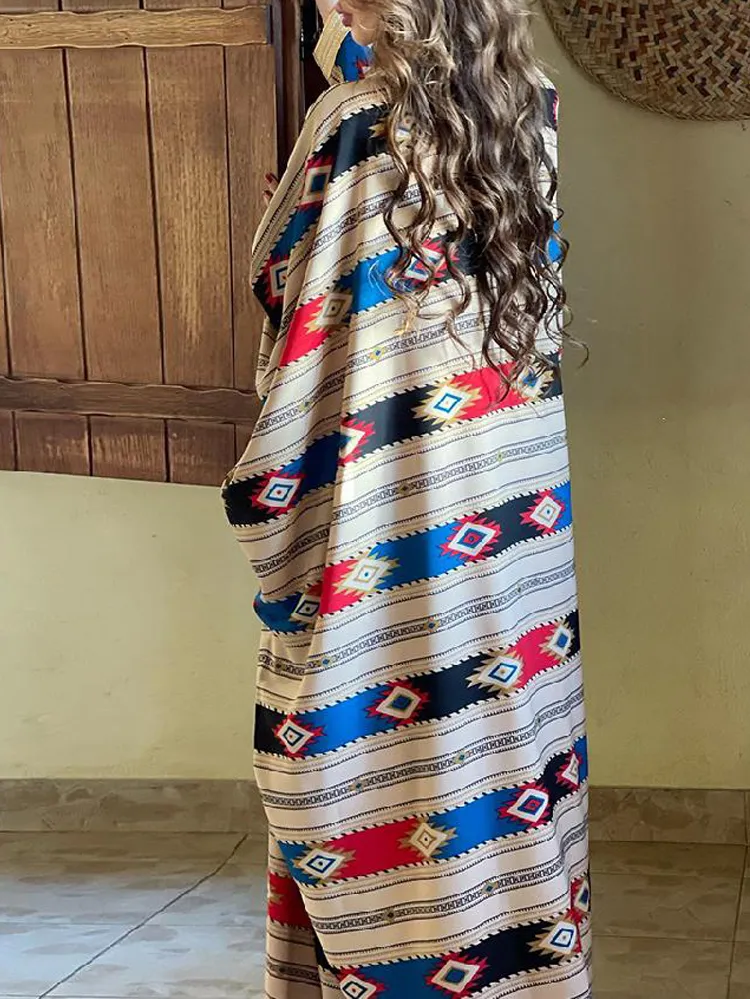 Fashion Stripe Bat Sleeve Tank Top Dress Coat Two Piece Set