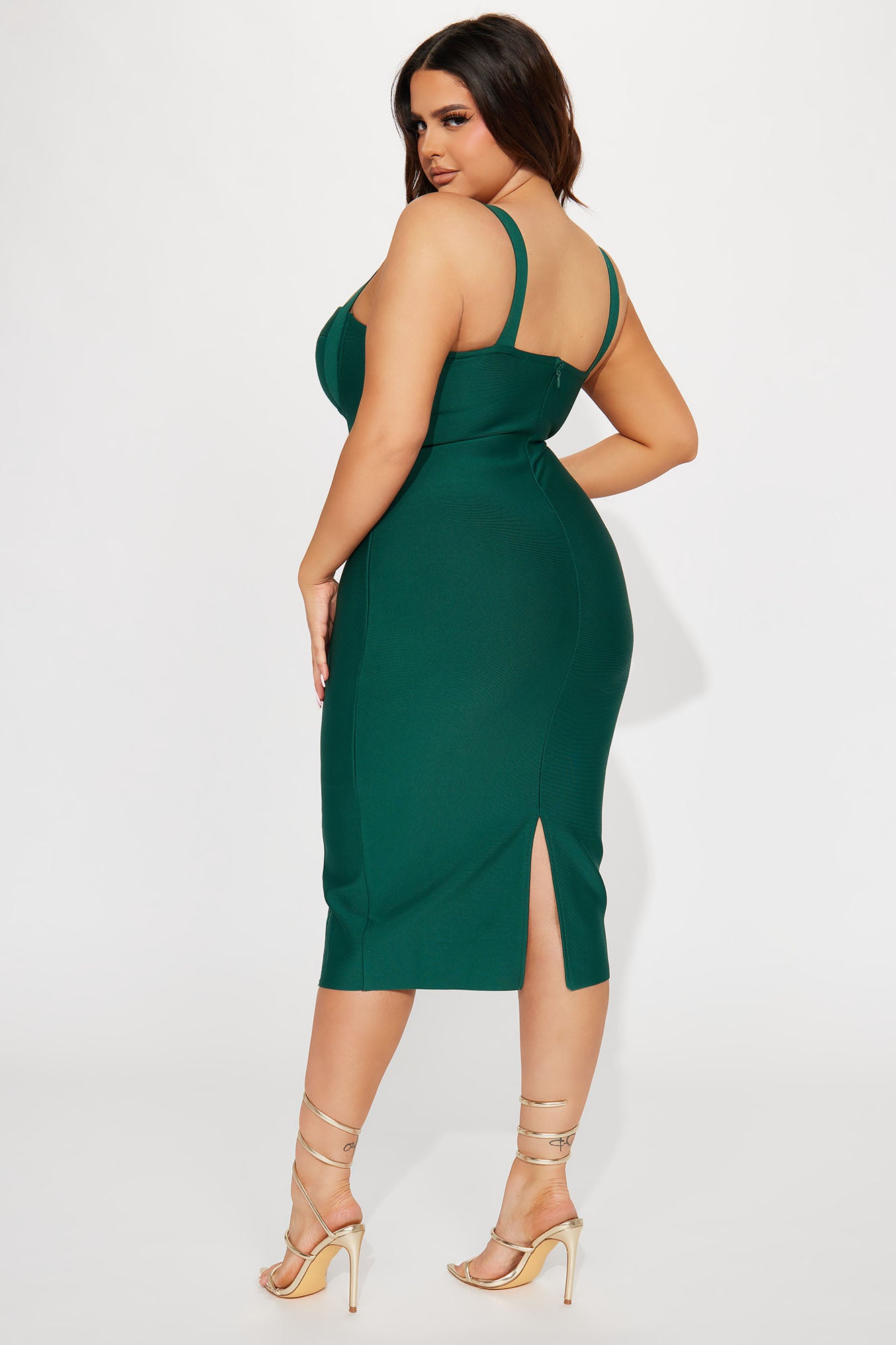 Honey Bandage Midi Dress - Hunter