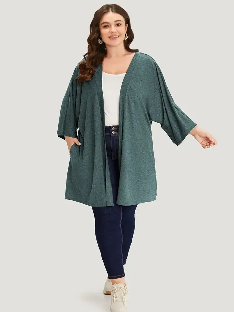 Supersoft Essentials Plain Open Front Pocket Batwing Sleeve Kimono