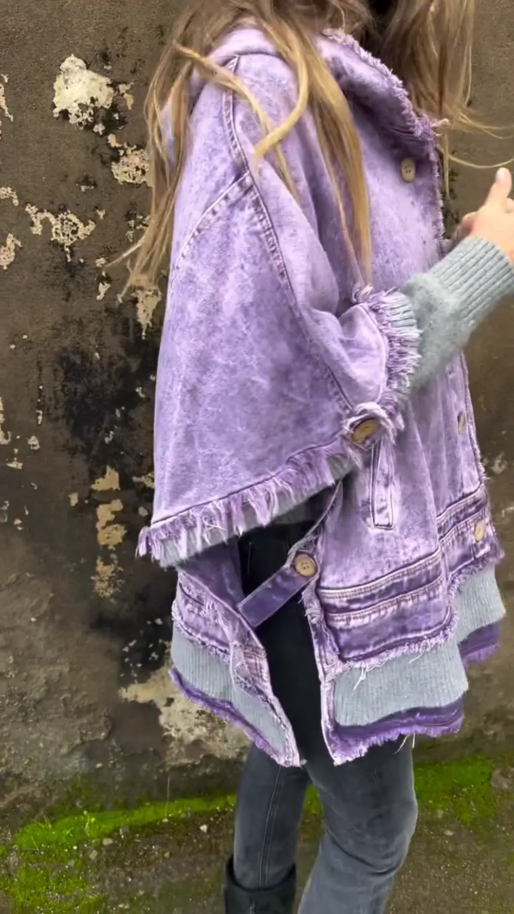 Lavender Frayed Denim Jacket