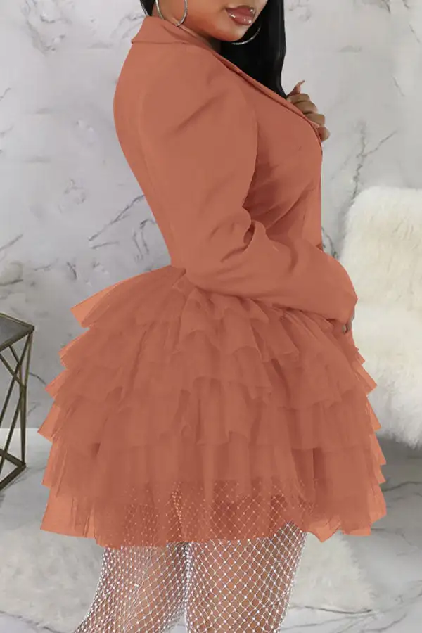 Mesh Patchwork Sweet Tiered Mini Dress