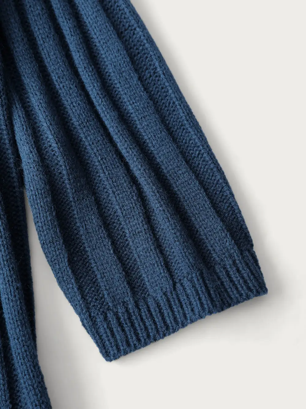 Folded Collar Ribbed Curvy Knit Cardigan