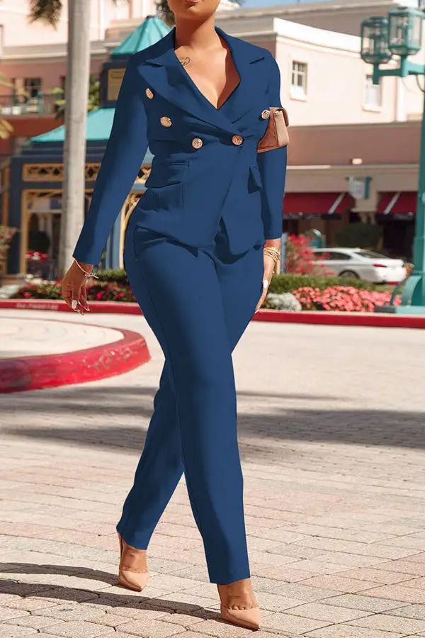  Modern Double Breasted Pant Suit