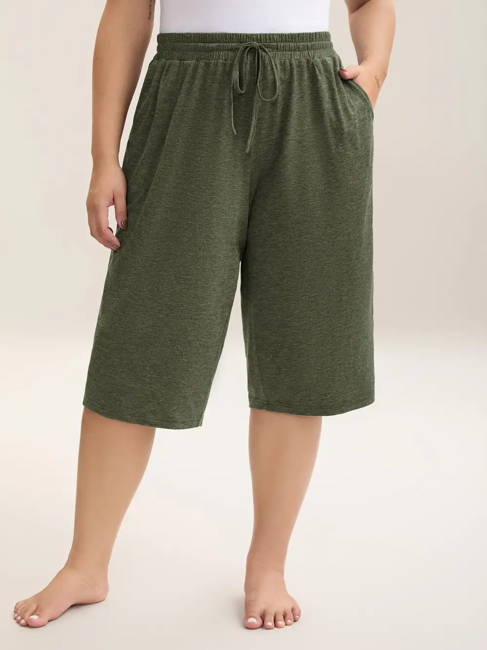 Mixed Color Knit Drawstring Loungewear Bottoms