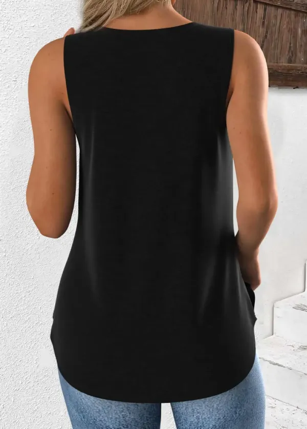 Black Sleeveless V Neck Tank Top