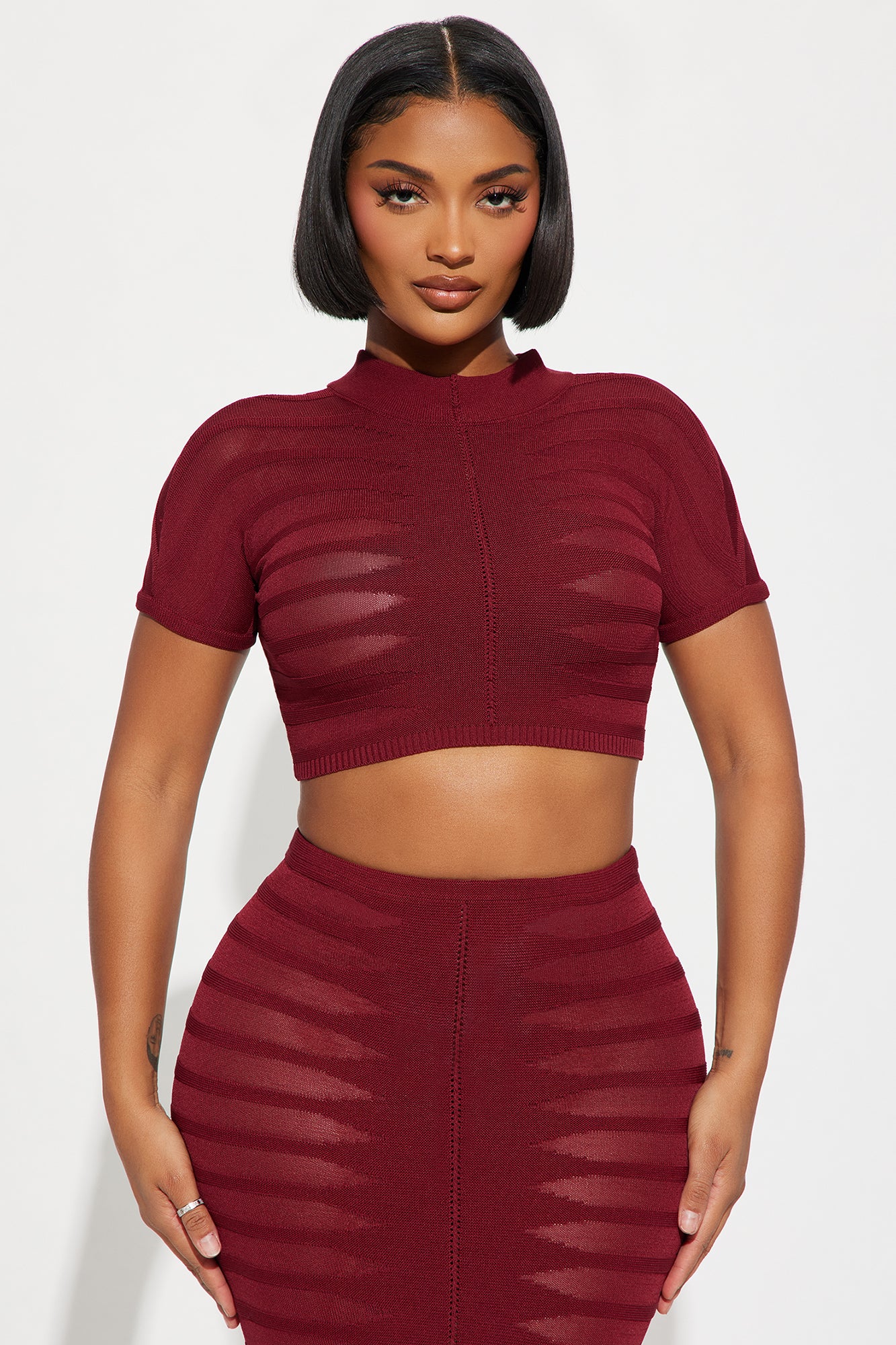 Love Me Sweater Skirt Set - Burgundy