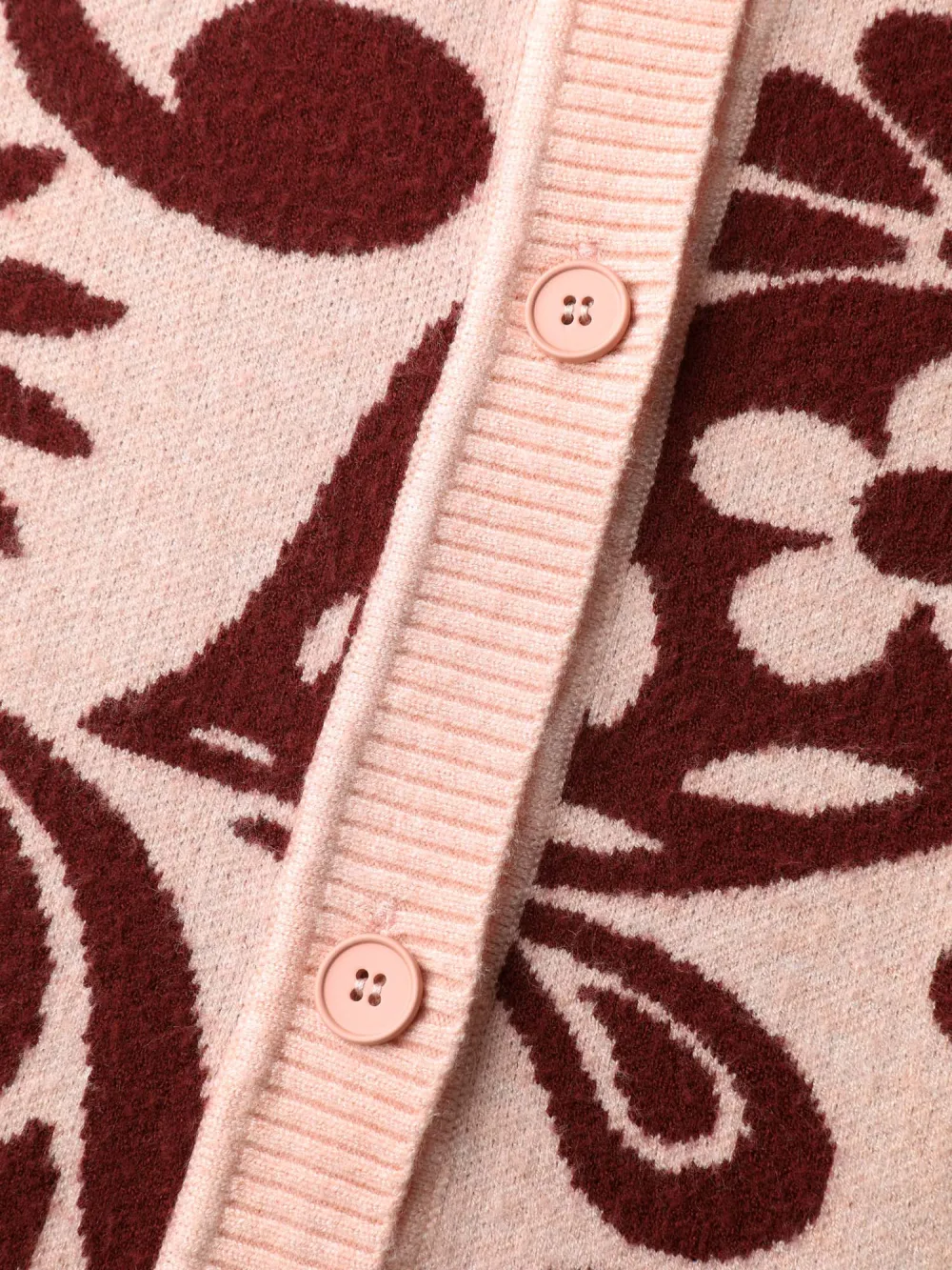 Jacquard Floral Print Button Knit Cardigan