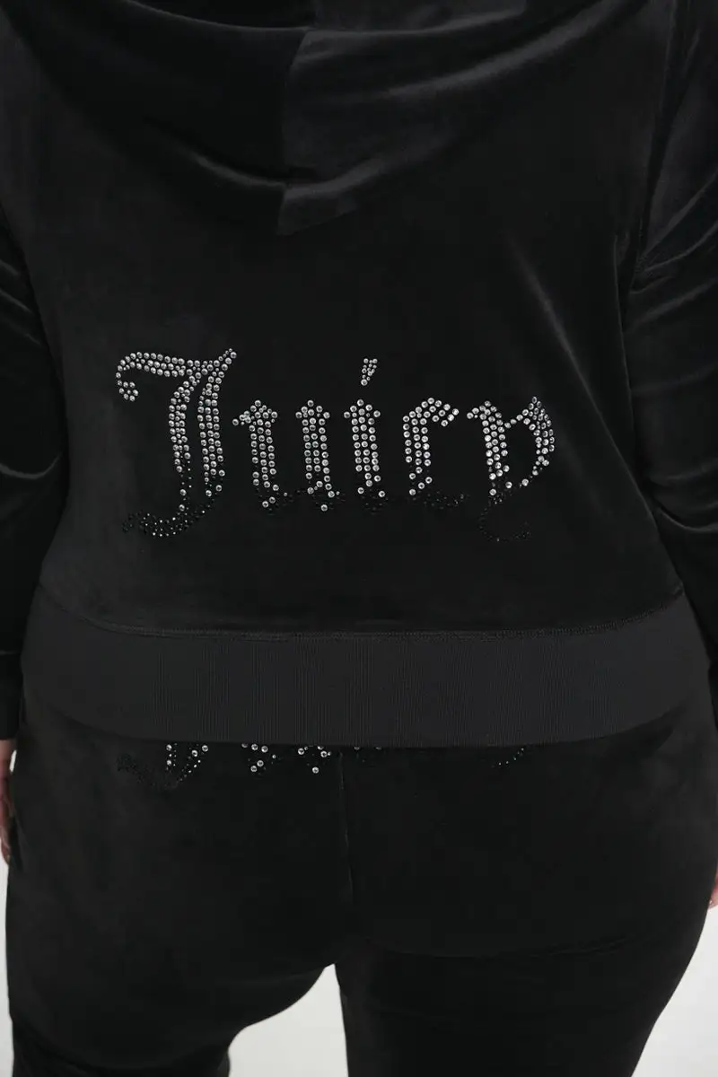 Plus-Size Ombre Big Bling Velour Hoodie