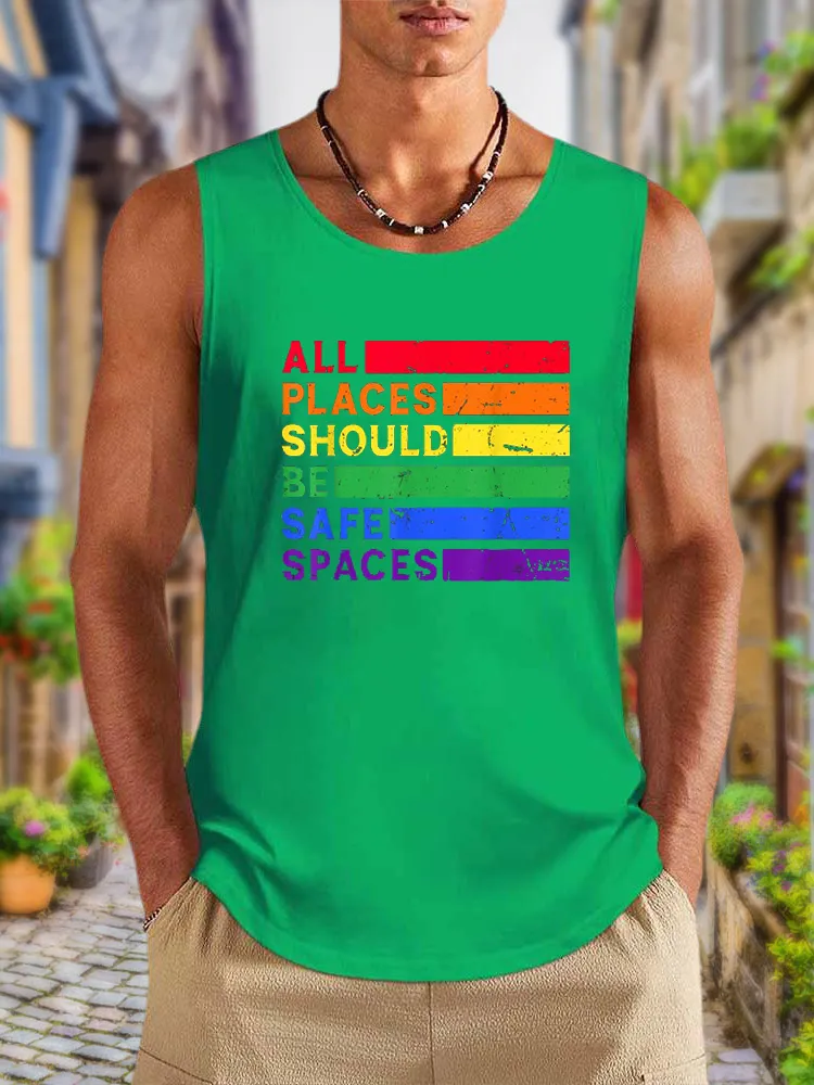 Men'S Vests All Places Should Be Safe Spaces Gay Ally LGBTQ Pride Month
