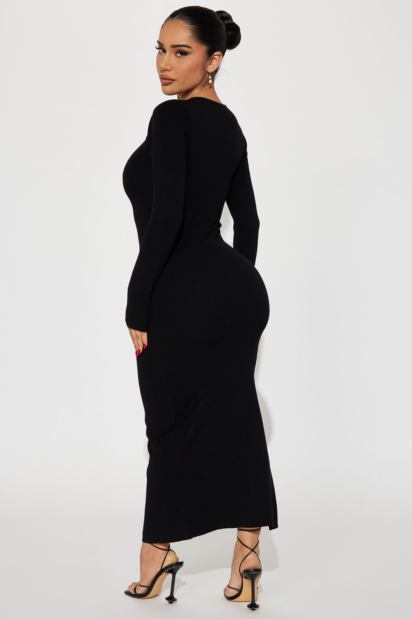 Eve Cutout Knit Midi Dress - Black