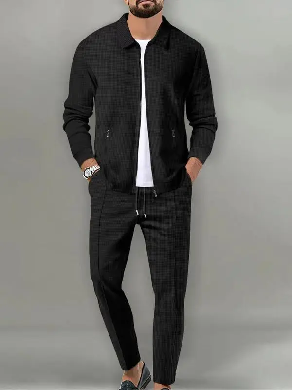 Men's 2-Piece Tracksuit – Zip Jacket & Drawstring Pants, Athletic & Casual Wear
