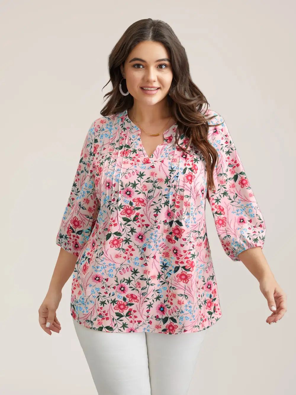 Floral Print Notched Collar Shirt