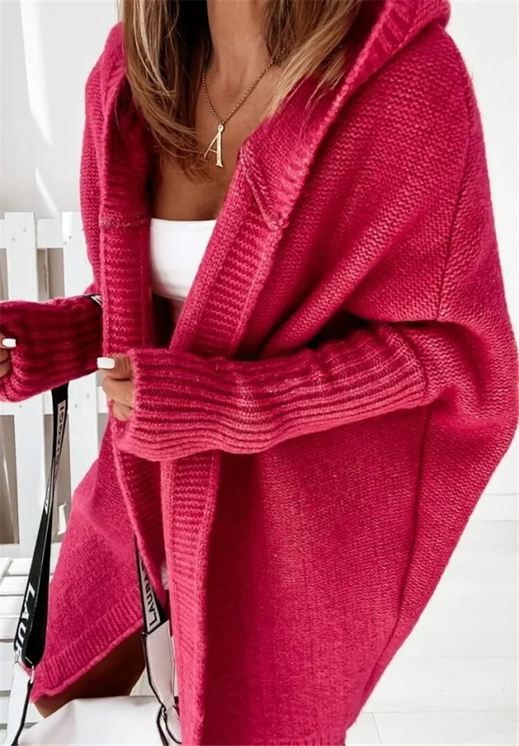 Hooded Sweater Bat-Shaped Soft Loose Back Patchwork Sweater