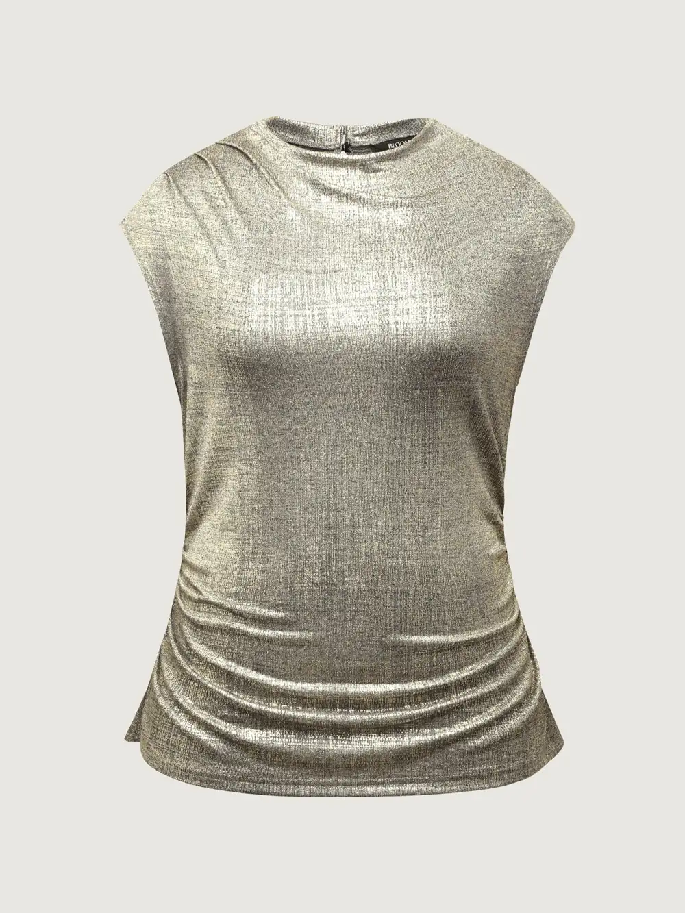 Gold Stamp Shimmery Cowl Neck Top