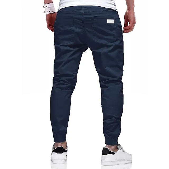 Men's Cargo Pants Cargo Trousers Joggers Trousers Casual Pants Drawstring Elastic Waist Elastic Cuff Plain Sports Outdoor Running Cotton Cotton Blend Streetwear Workout ArmyGreen Black