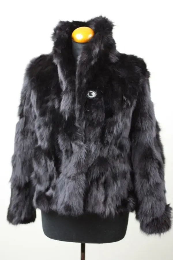 Black Fur Waist Length Jacket