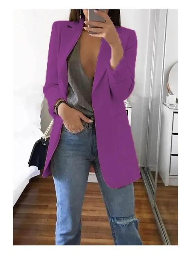 Women's Blazer Open Front Business Office Blazer Outfit with Pocket Casual Clean Fit Formal Spring