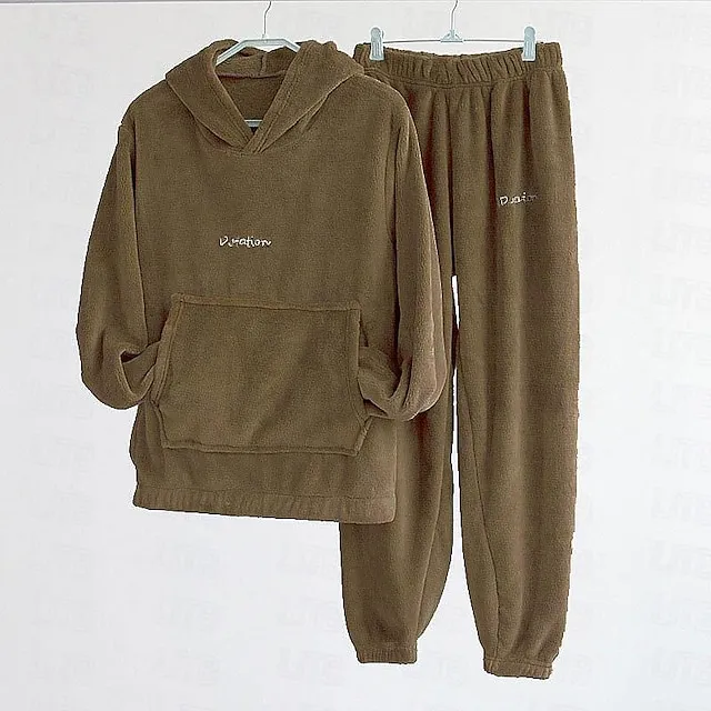Women's Sweatshirt Tracksuit Pants Sets Solid Color Valentine's Day Casual Daily Black White Pink Long Sleeve Basic Hooded Regular Fit Fall & Winter