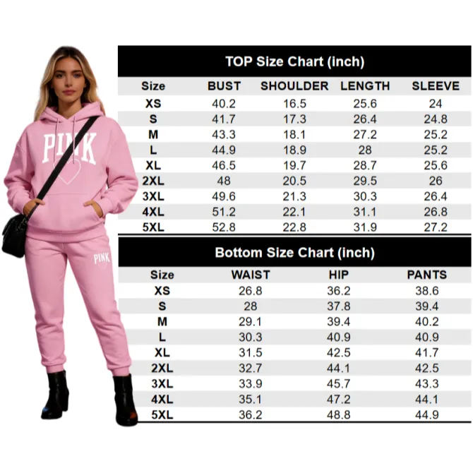 Women's Pink Heart Print Tracksuit
