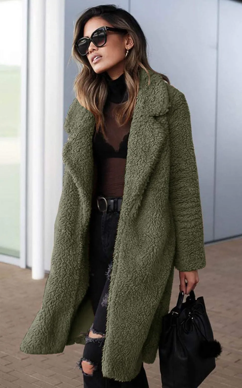 Brown Long Length Teddy Coat