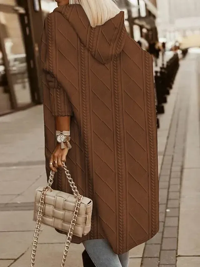 Women's Winter Coat Warm Comfortable Daily Pocket Open Front Turndown Casual Solid Color Regular Fit Outerwear Long Sleeve Spring Fall Pink Beige Coffee S M L XL 2XL