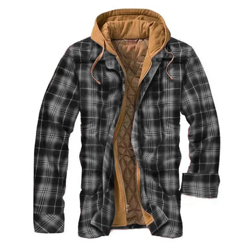 Mens Winter Plaid Thick Casual Jacket