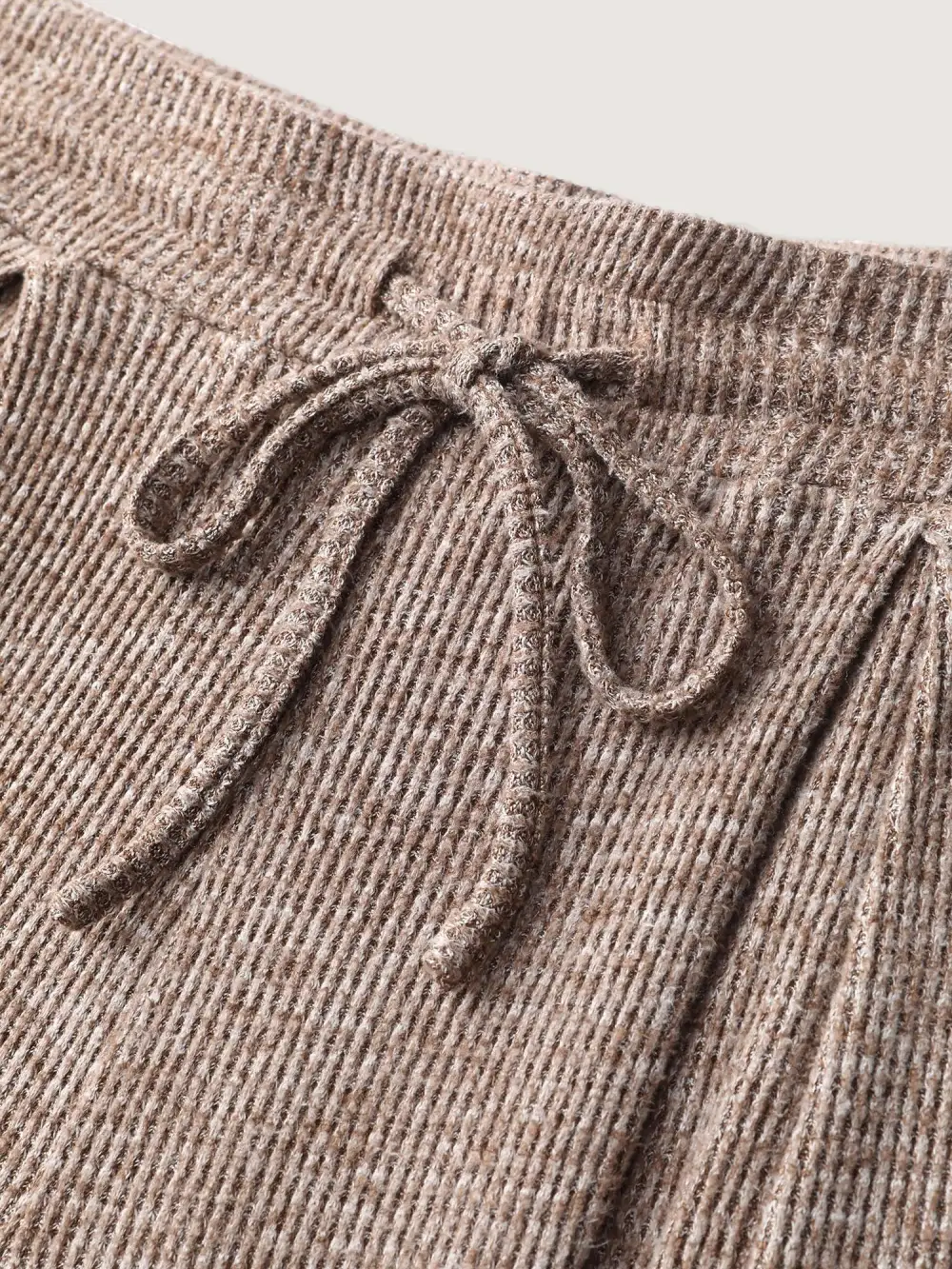 Mixed Color Knit Pleated Drawstring Pants