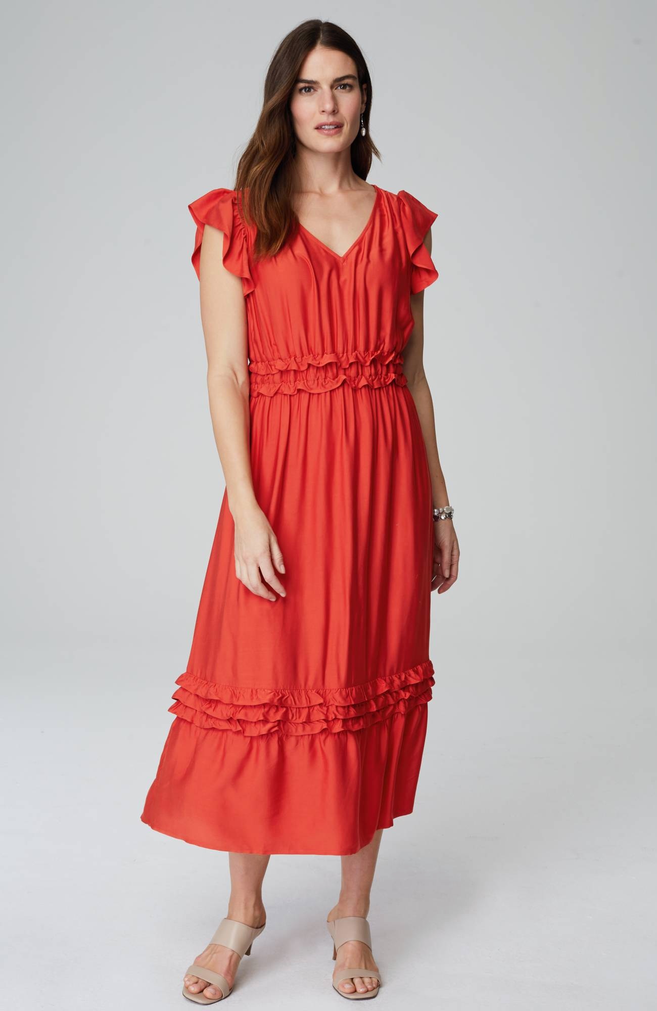 Elevated Ruffle-Trimmed Midi Dress