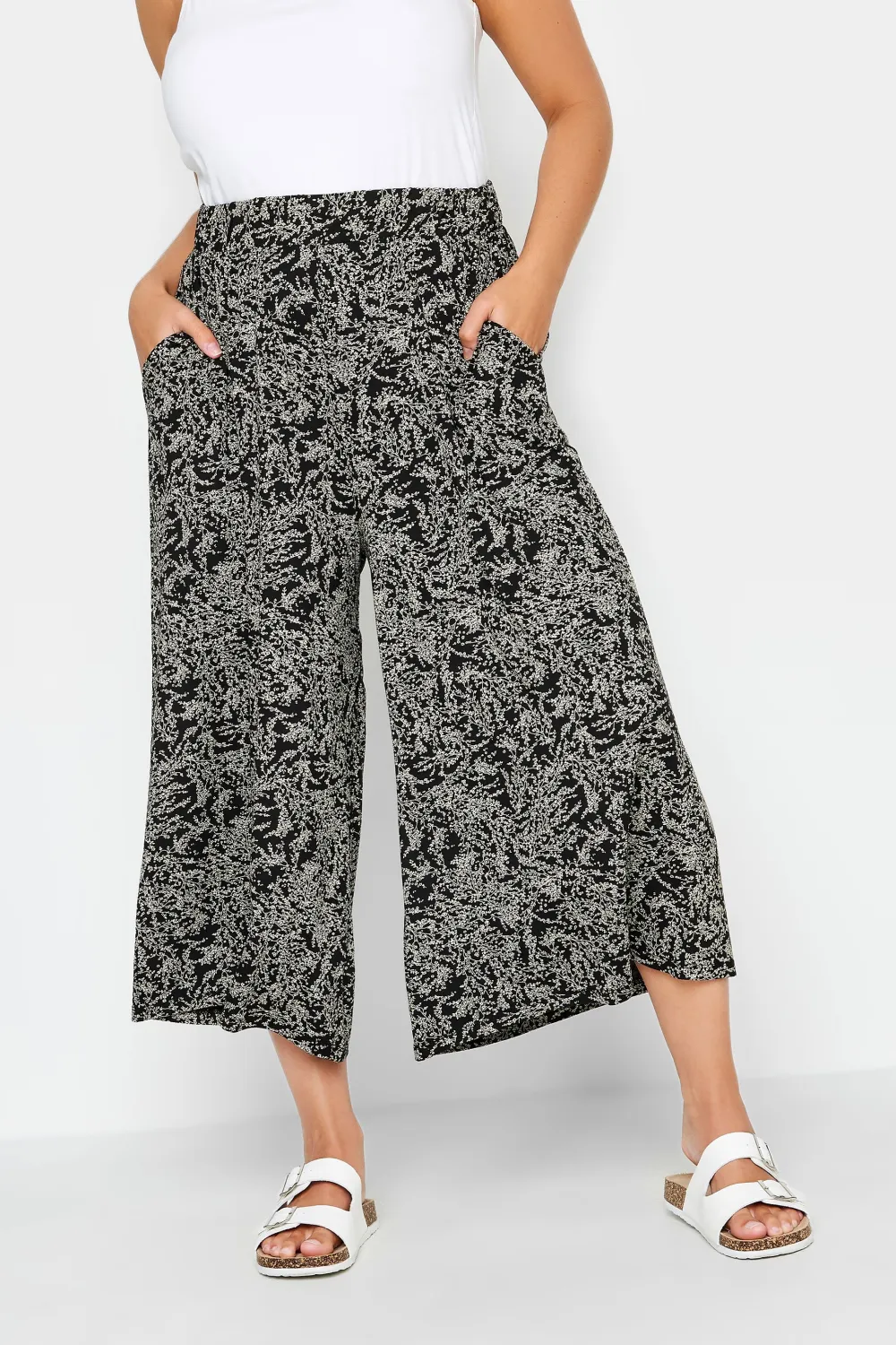 YOURS Curve Black Stretch Jersey Culottes