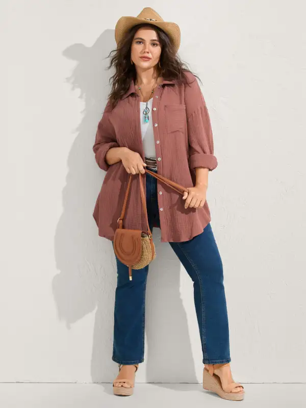 Pure Cotton Long Button Down Jacket