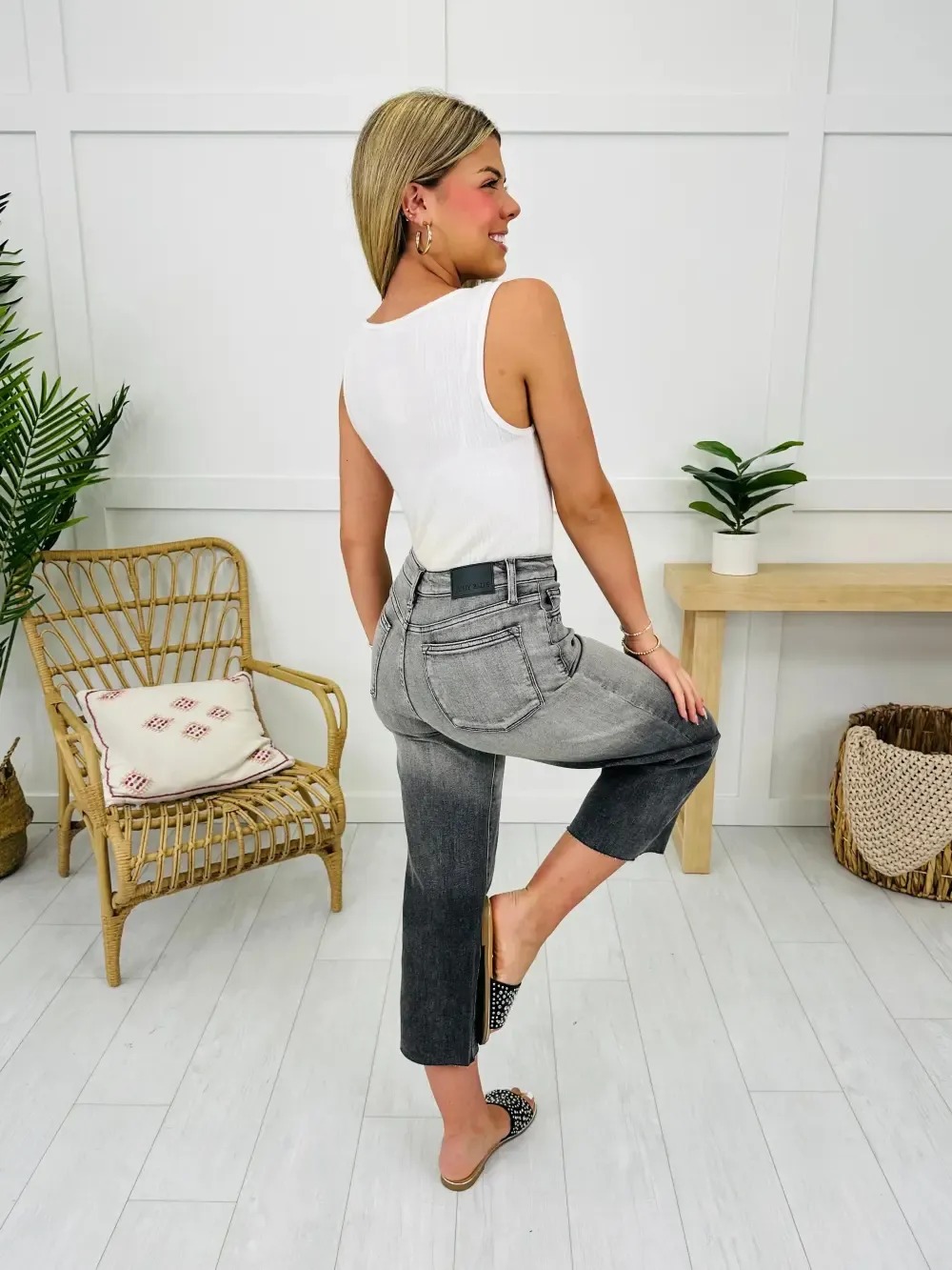 Judy Blue Pocketful of Charm Cropped Wide Leg Jeans