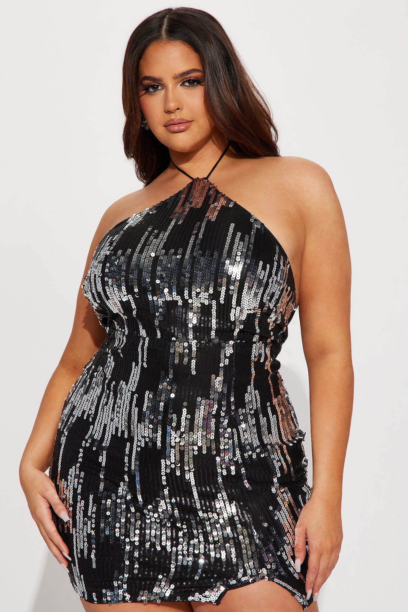 Gabrielle Sequin Mini Dress - Black/Silver