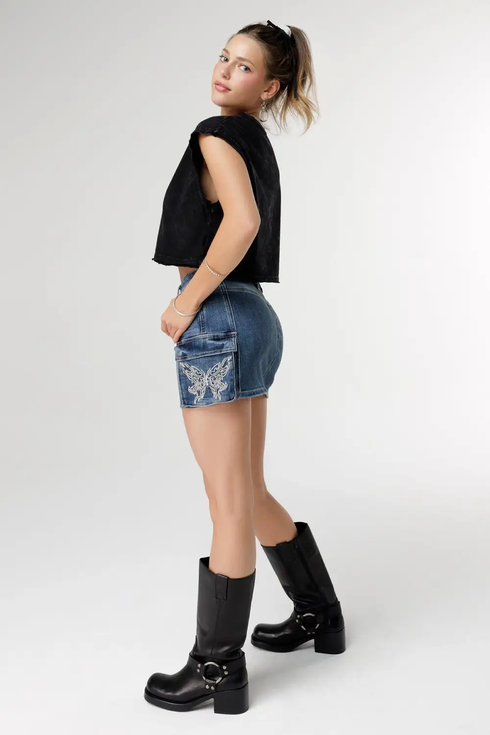 Gothic Flutter Cargo Mini Skirt