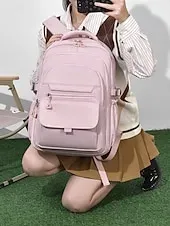 Women's Waterproof and Scratch-resistant Nylon Backpack - Large Capacity College Style School Bag with Multi-pocket Design, Suitable for Teenagers to Go to School and Daily Commuting