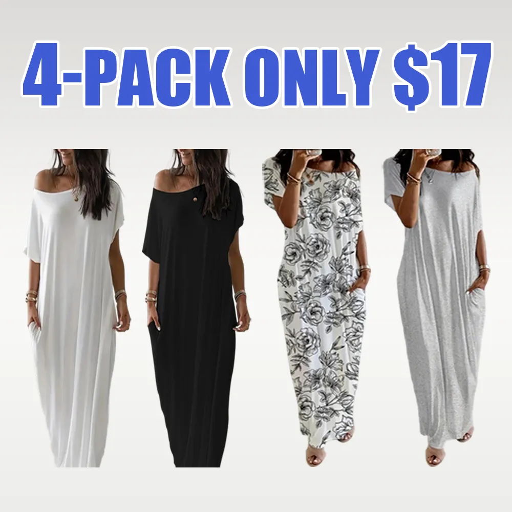 Women's Batwing Sleeve Lounge Dress – Casual Comfy Short Sleeve Nightdress for Daily Wear & Sleepwear