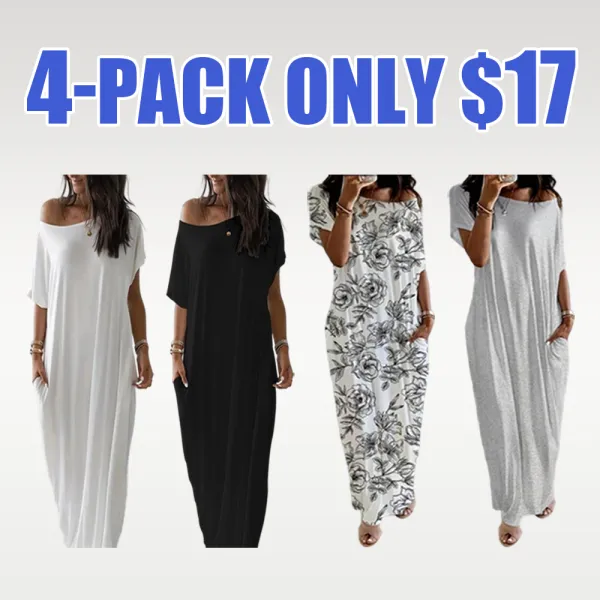 Women's Batwing Sleeve Lounge Dress – Casual Comfy Short Sleeve Nightdress for Daily Wear & Sleepwear