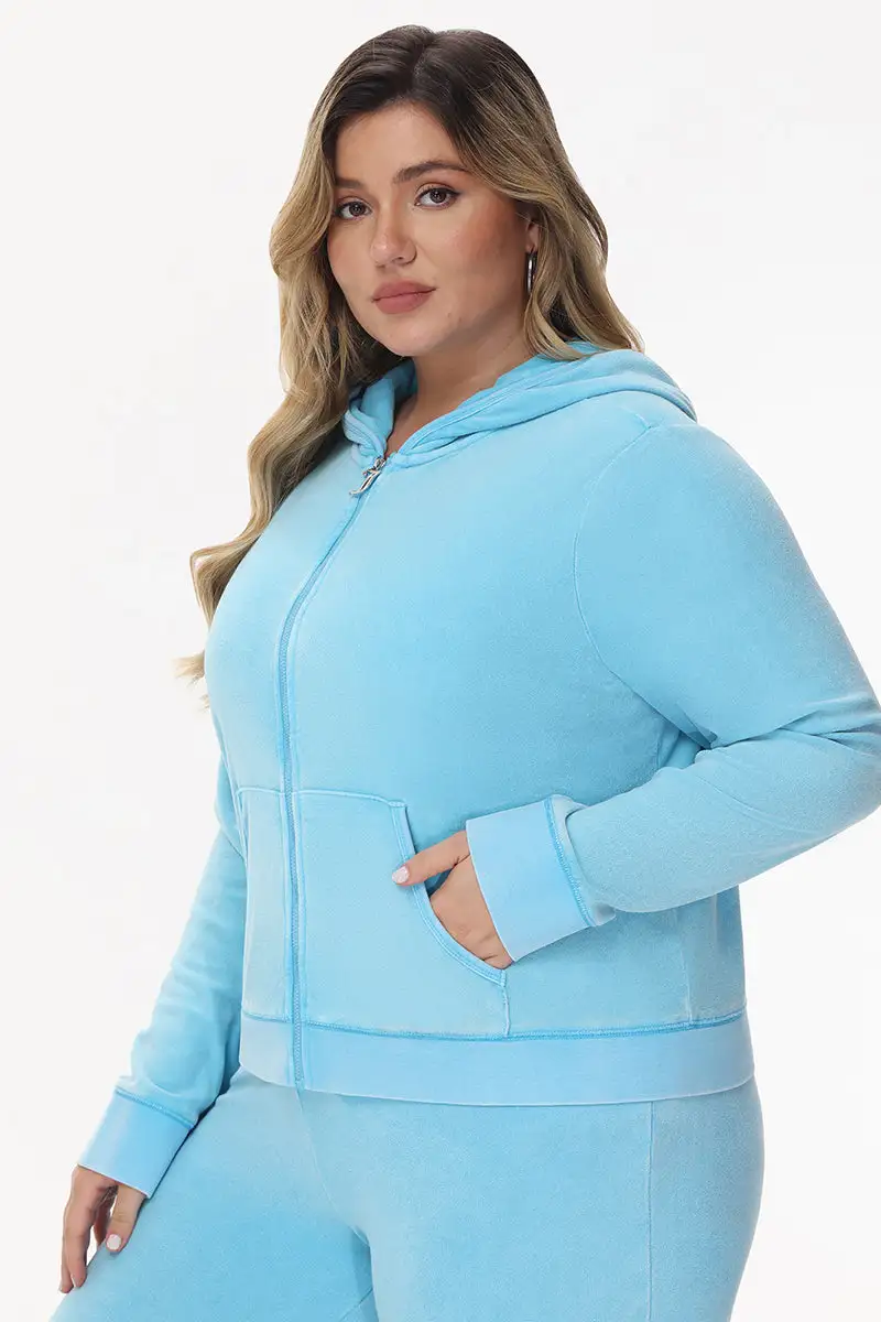 Plus-Size Big Bling Towel Terry Zip Hoodie