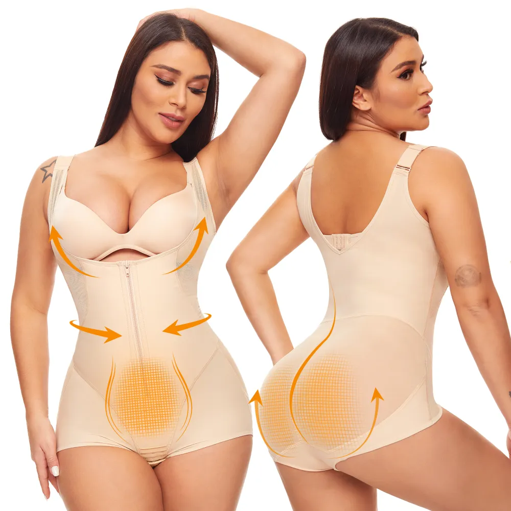 Single Row Zipper Simple One Piece Shapewear